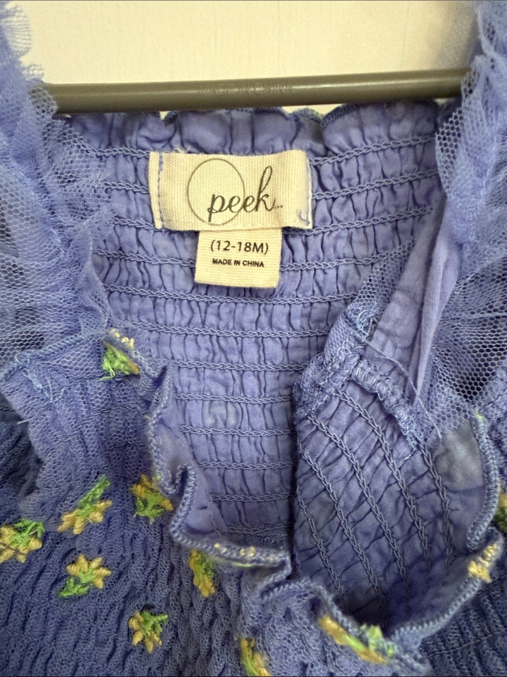 Peek Lavender Tulle Smocked Dress with Yellow-Green Floral Accents - Picture 2 of 4